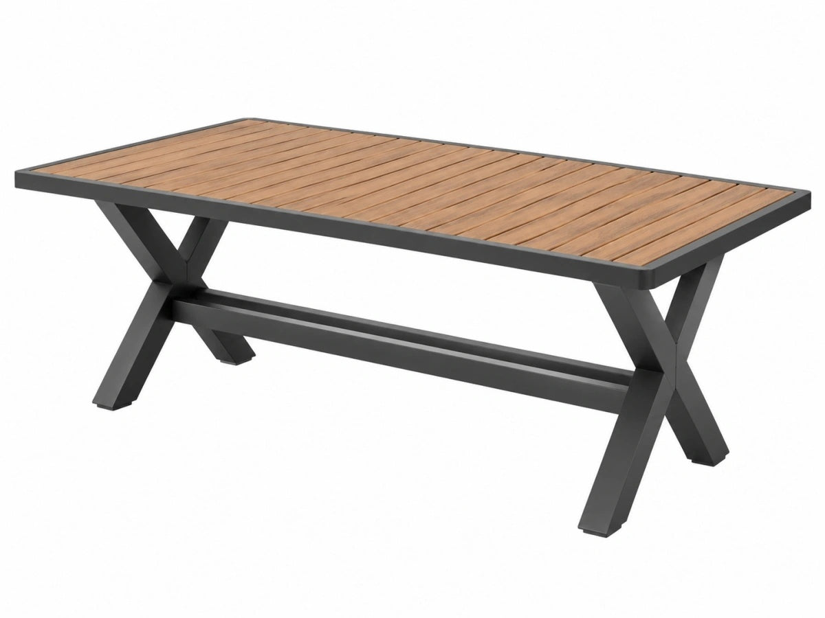 Tavolo da Giardino 150x90cm Alluminio/Legno Design Moderno