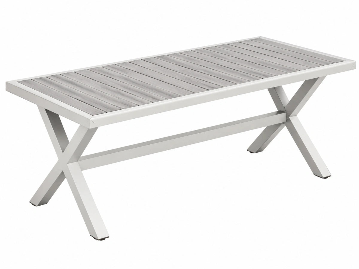 Tavolo Rettangolare da Esterno 140x70cm Alluminio/Legno Moderno