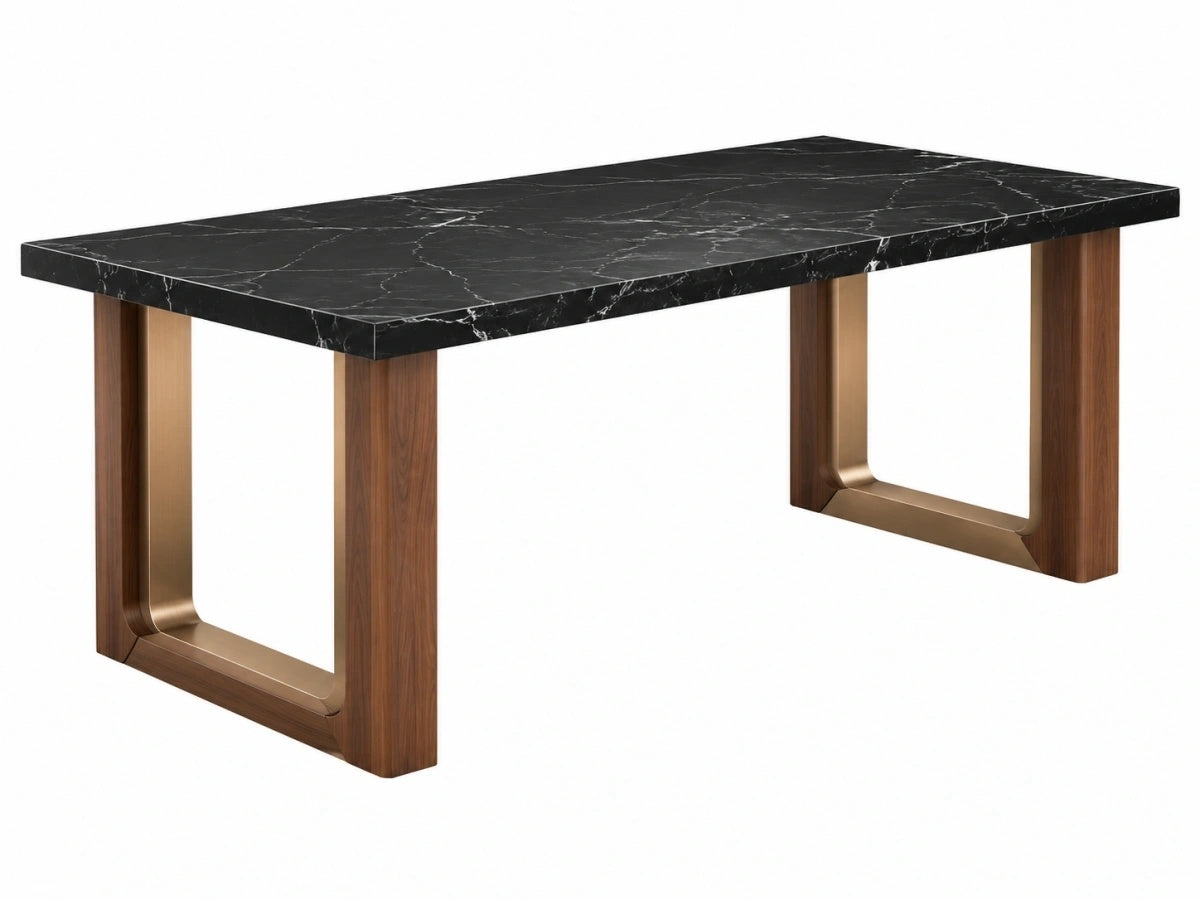 Tavolo Rettangolare - 180cm - Marmo Nero/Legno - Design Moderno