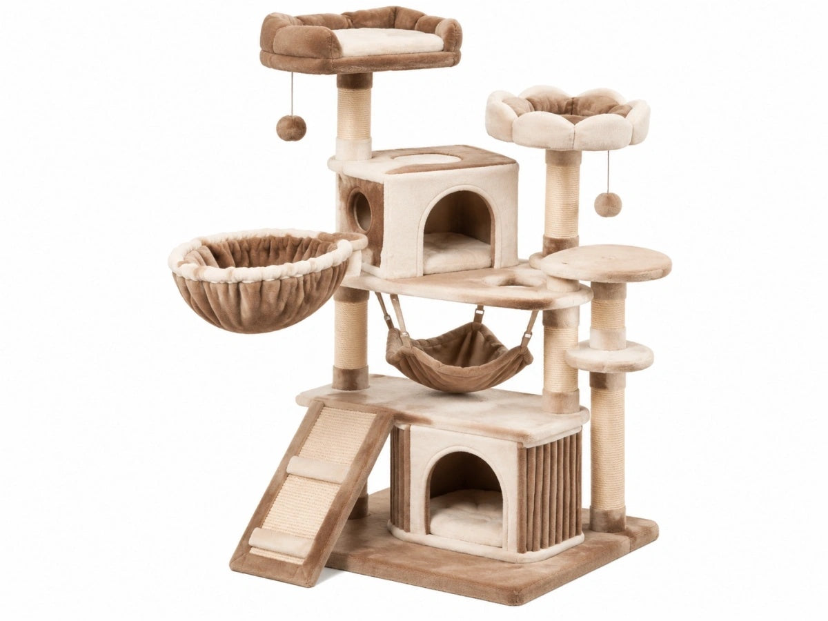 Albero Tiragraffi per Gatti - Tessuto/Beige - Gioco e Relax
