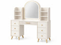 Toilette con Specchio Grande 6 Cassetti Elegante - Bianco Oro - Arredamento Camera