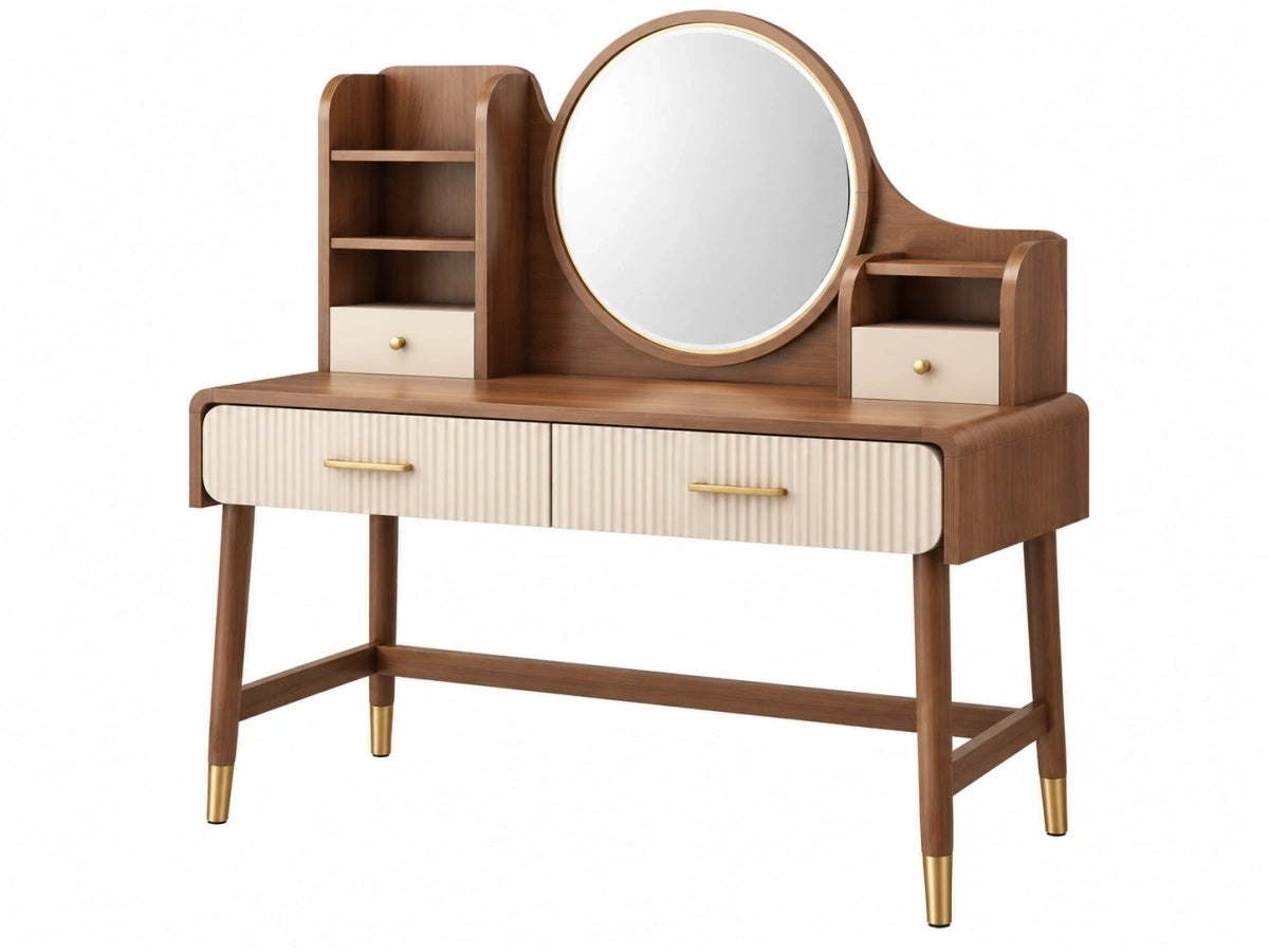 Toletta in legno moderna con specchio e cassetti