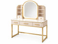 Tavolo da Trucco - Specchio Integrato - Struttura in Metallo Dorato - Stile Moderno