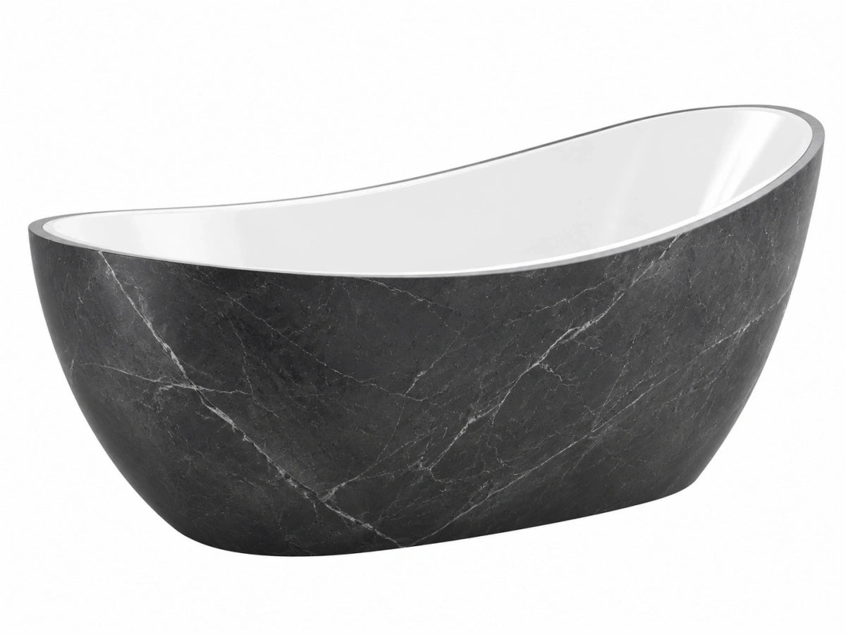 Vasca da Bagno Ovale Freestanding 170x75cm Marmo/Nero