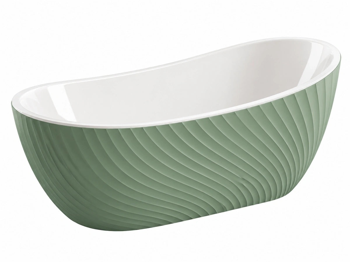 Vasca da Bagno Ovale - 120cm - Acrilico Verde/Bianco - Design Moderno