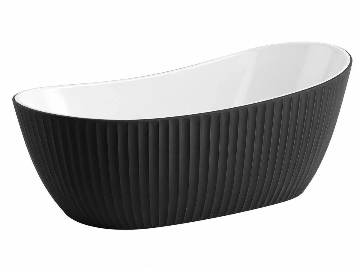 Vasca da Bagno Freestanding - Ovale 150 cm - Acrilico/Bianco e Nero - Design Moderno